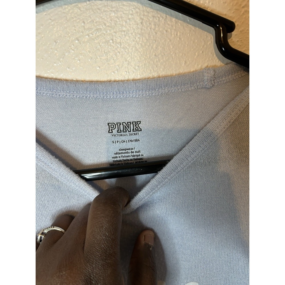 Victoria's Secret PINK PJ Set Small Blue Snowflake Im Chill Long Sleeve Legging - Picture 3 of 6